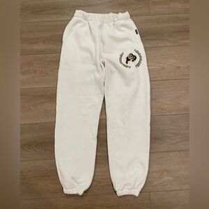 White Joggers with Embroidered Logo